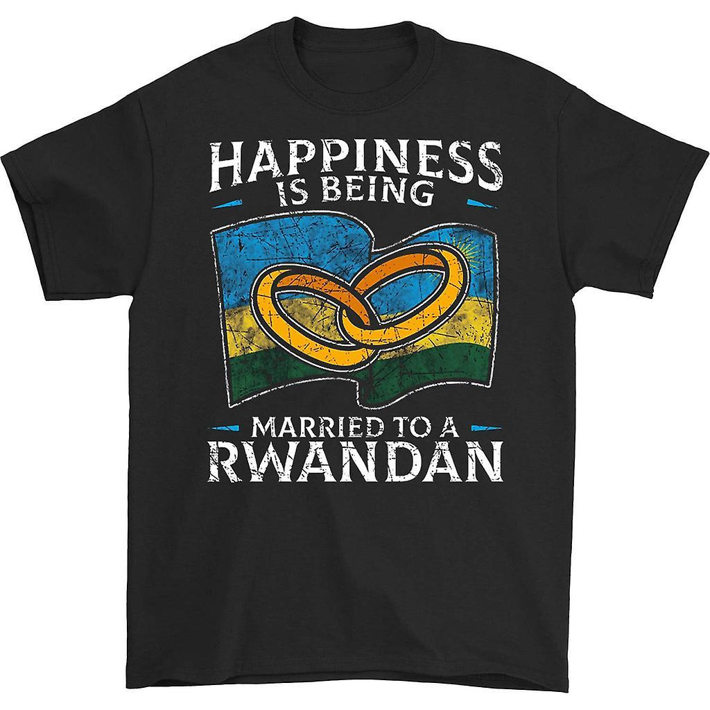 HISHARK Happiness is being married to a rwandan t-shirt black XXXL