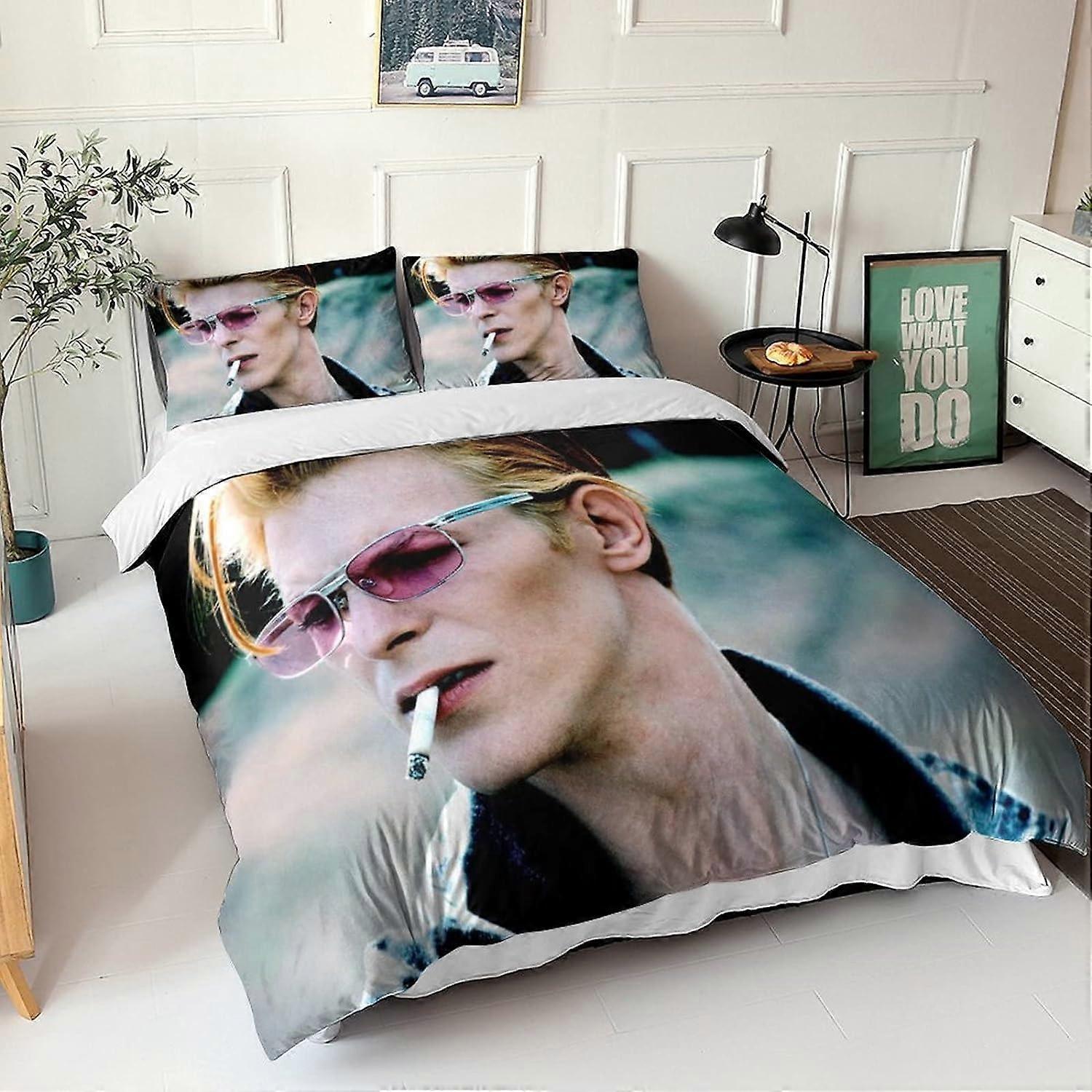 Kerota David Bowie Duvet Cover Rock 'n' Roll Singer D Bedding Set with Zipper Closure and Pillowcases for Children's Bedroom Adults Double 135*200 ...