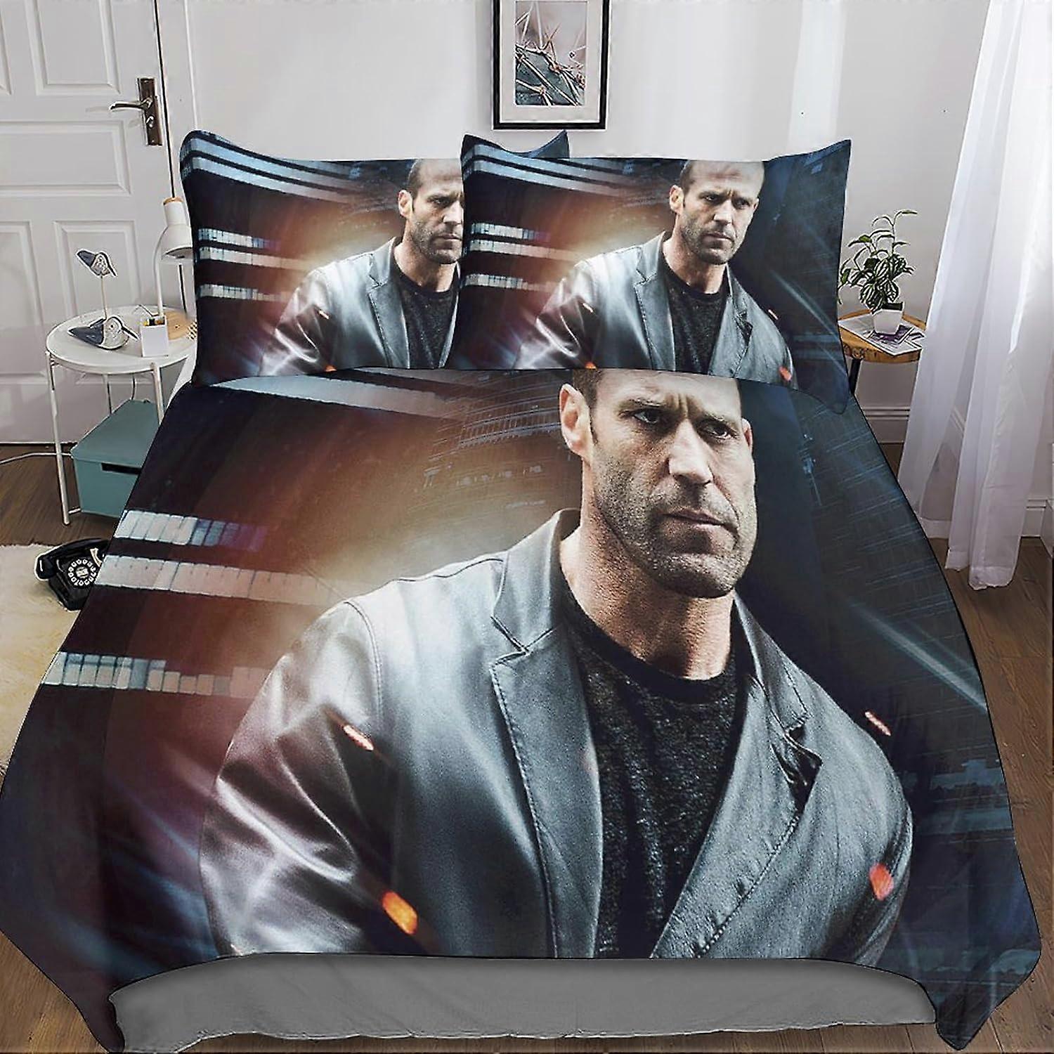 Kerota Jason Statham Teen Adult Duvet Cover with Pillowcase 3 Piece Star Microfiber Bedding Set with Zipper Closure, 3D Adults Kids Girls Single135...