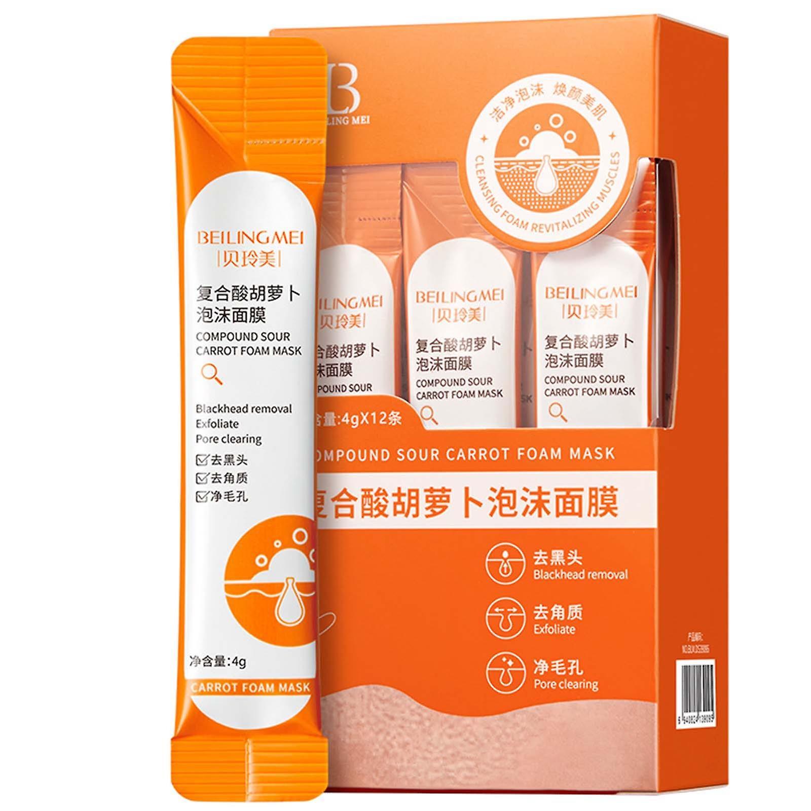 Flye Carrot Foam Smear Mask Deep Cleansing Shrink Pores Moisturizing Hydrating Jelly Film 48ml