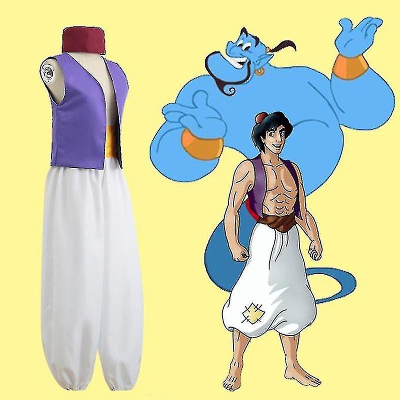 Cryin Halloween Adult Fantasy Mythical Prince Aladdin One Thousand And One Nights Anime Cosplay Full Costume, Party Men"s Cos 4Pcs