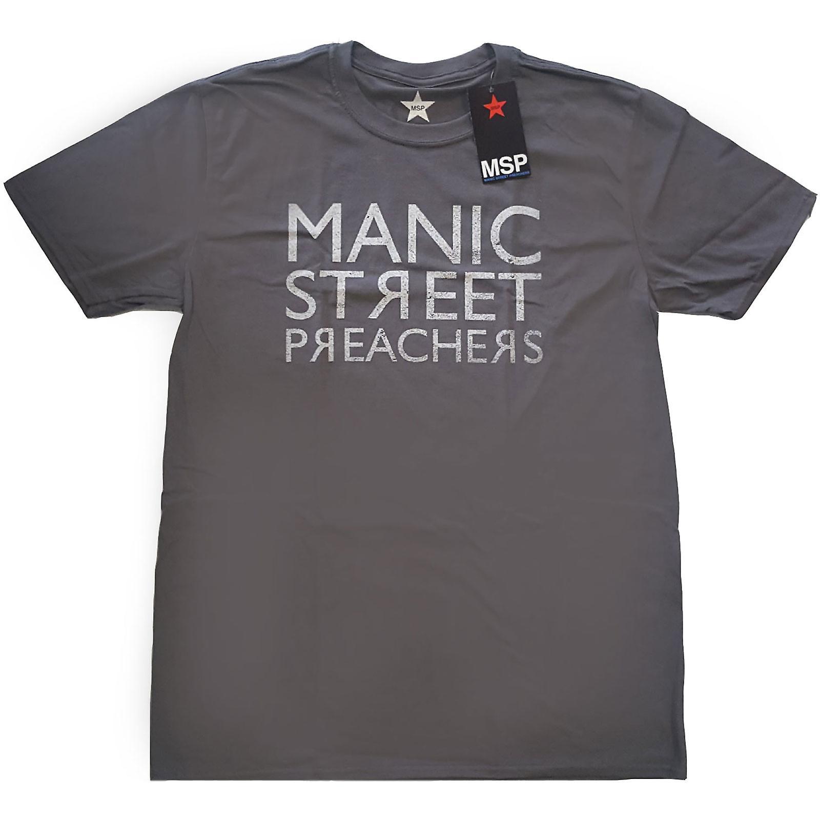 Bitcruncher Manic Street Preachers Reversed Logo Official Tee T-Shirt Mens Grey XL