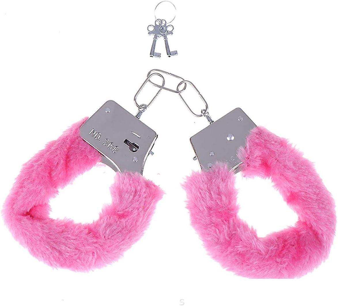 Camila 1pc Metal Handcuffs, Kids Toy  with 2 Keys Party Supplies Clothing Accessories Handcuffs (Plush Pink)