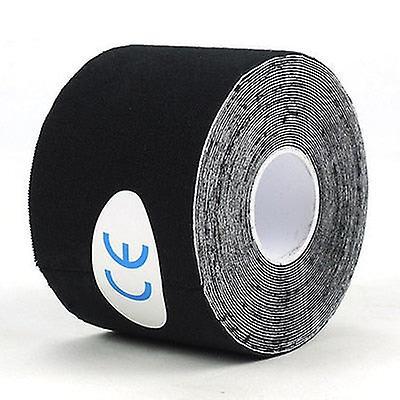 Slowmoose 5m Waterproof Breathable Cotton Kinesiology Tape - Sports Adhesive Elastic Roll Black 2.5CM X 5M