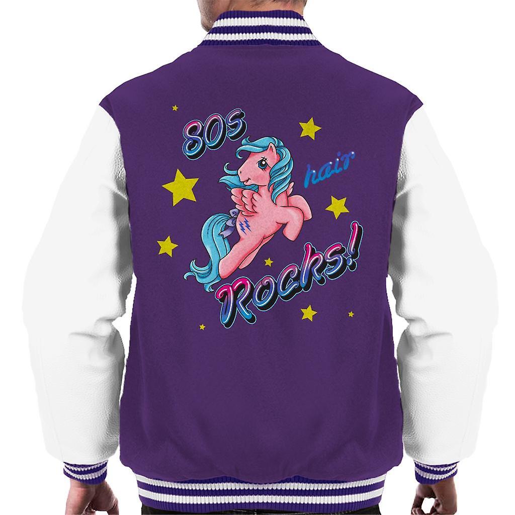 My Little Pony 80s Hair Rocks Men's Varsity Jacket Purple/White XX-Large