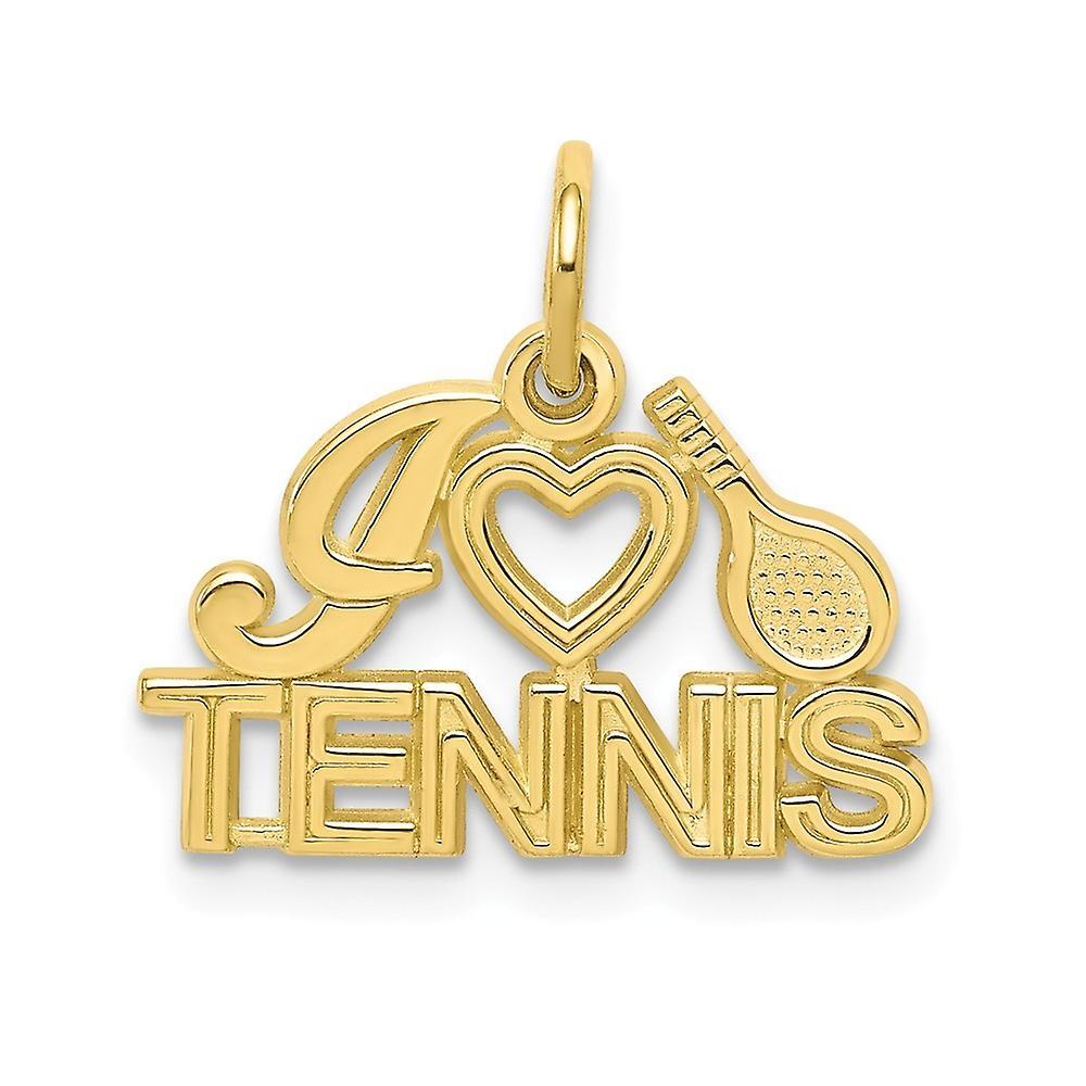 JewelryWeb 10k Yellow Gold Solid Polished Tennis Charm Pendant Necklace Measures 18x17mm Wide Jewelry for Women