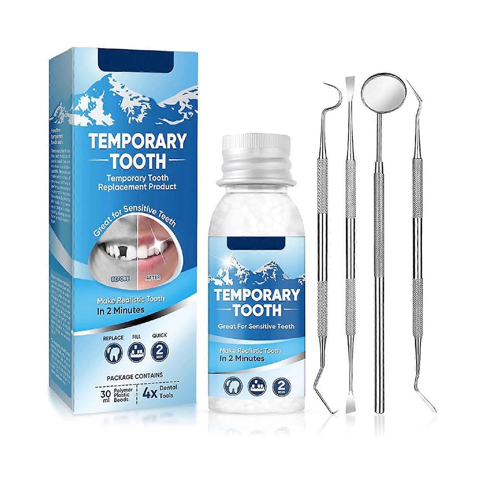 Unbrand Tooth Filling Repair Kit, Temporary Teeth Filler with 4 Dental Tools, Teeth Replacement Kits for Fixing Filling Broken Chipped Tooth 3Pcs -...