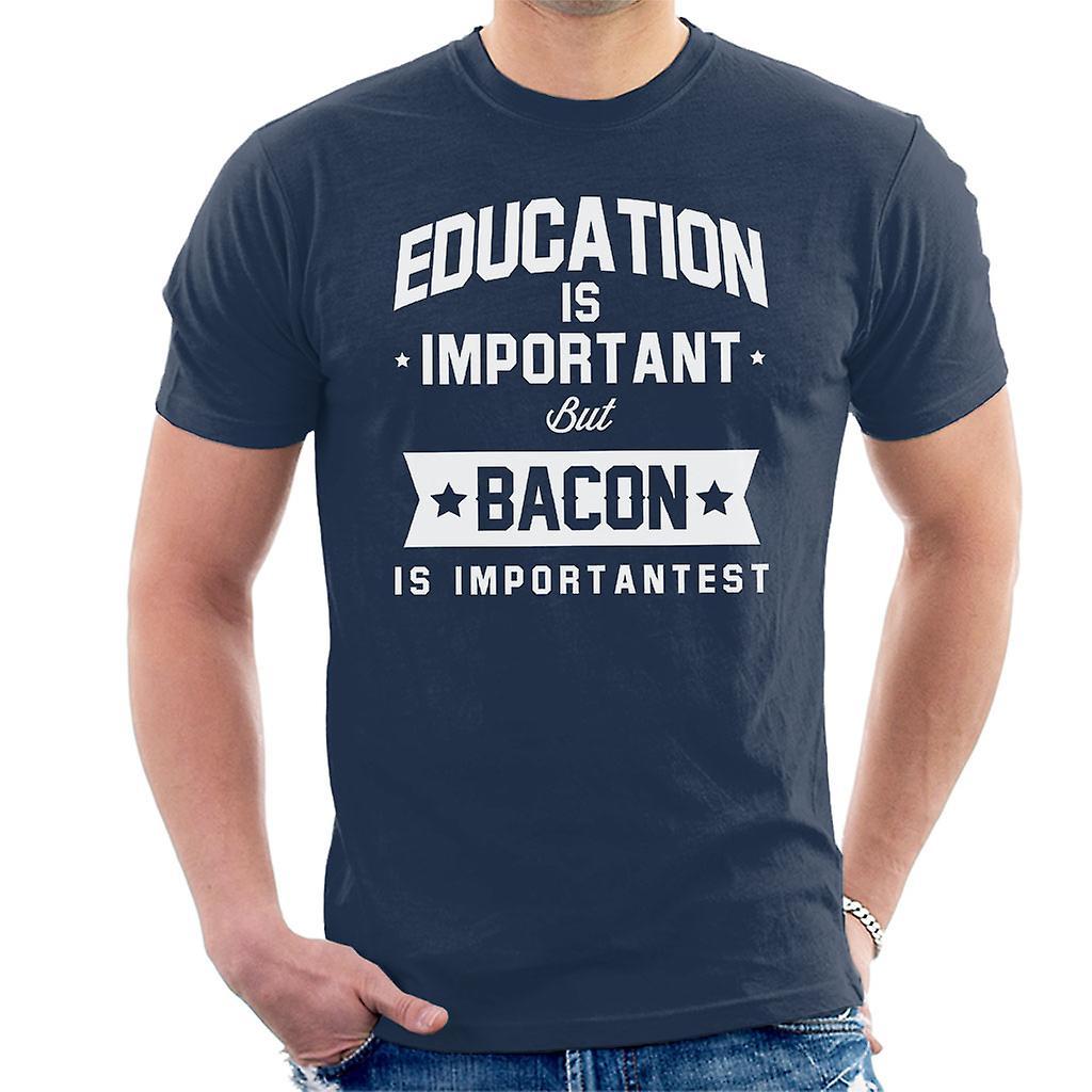 Coto7 Education Is Important But Bacon Is Importantest Men's T-Shirt Navy Blue X-Large