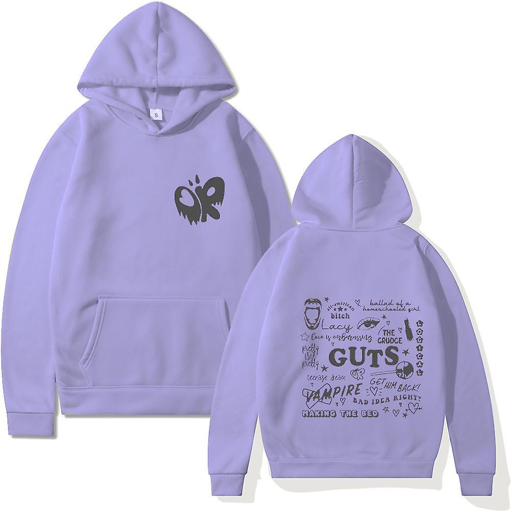 Whbyv Guts Olivia Rodrigo Olivia Rodrigo Hooded Sweatshirt Autumn And Winter Light purple M