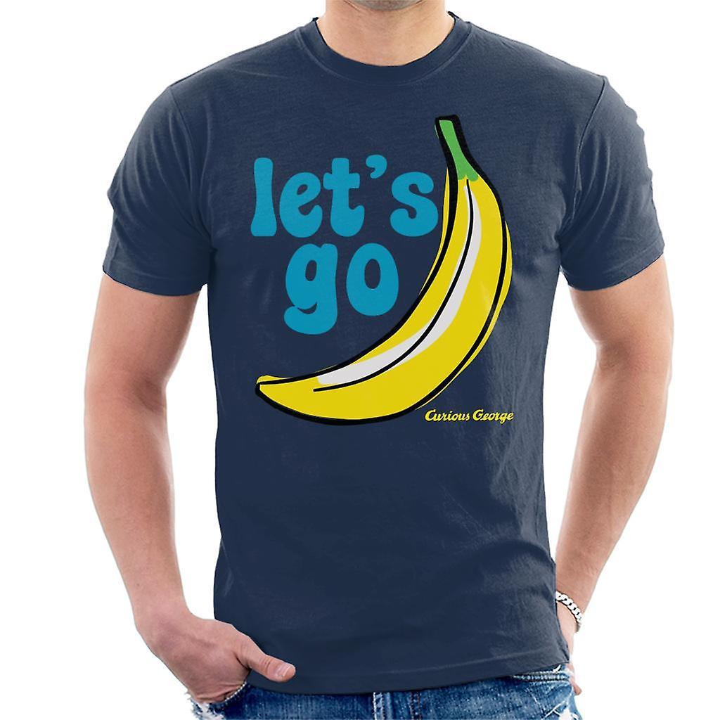 Curious George Let's Go Banana Men's T-Shirt Navy Blue X-Large