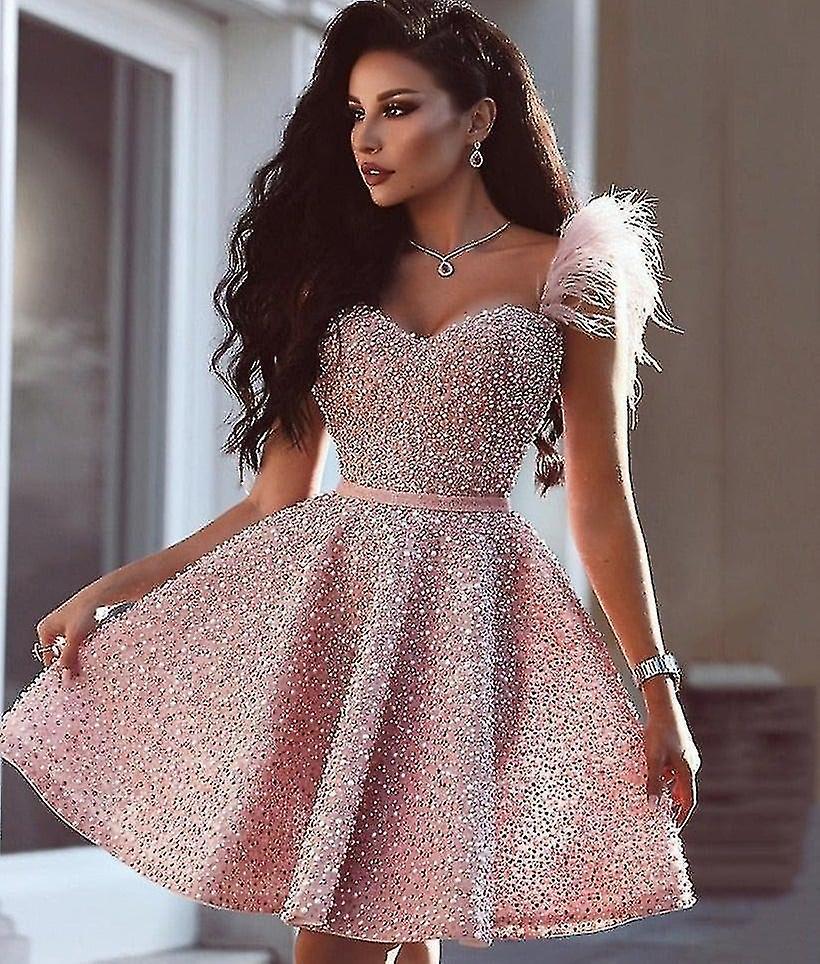 Hlraizz Short Cocktail Dresses Sweetheart Off The Shoulder Pearls 10