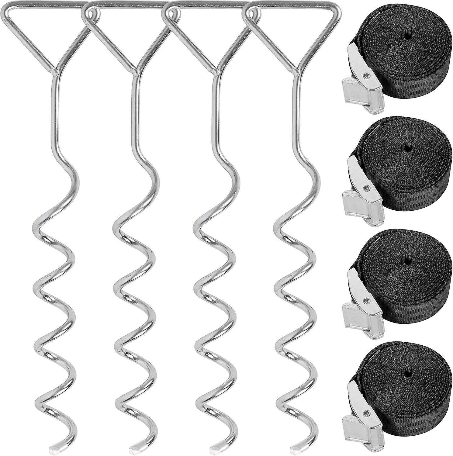 Kensty Piece Trampoline Anchor Kit - Heavy Duty Trampoline Stakes With Tear Resistant Tie Down Straps, Swing Anchor Kit, Trampoline Anchor Kit