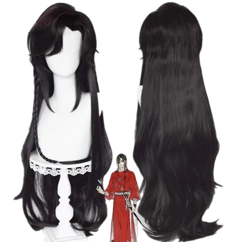 Scitoo Hua Cheng San Lang Cosplay Wig Heaven Officials Blessing Cosplay Tian Guan Ci Fu Wig Black Heat Resistant Synthetic Hair Wigs One Size