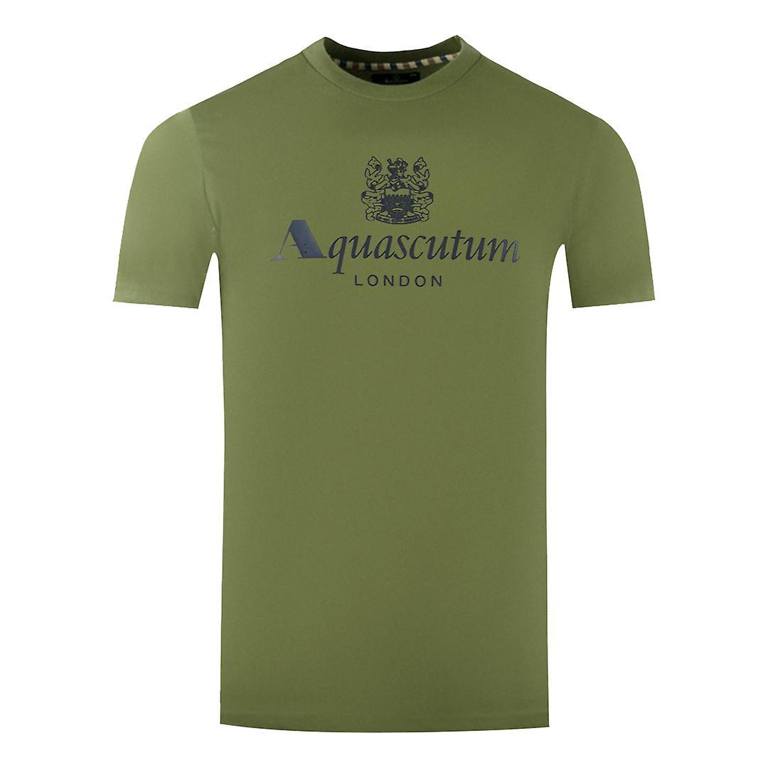 Men's Aquascutum London Aldis Brand Logo Army Green T-Shirt - Size: 40/Regular