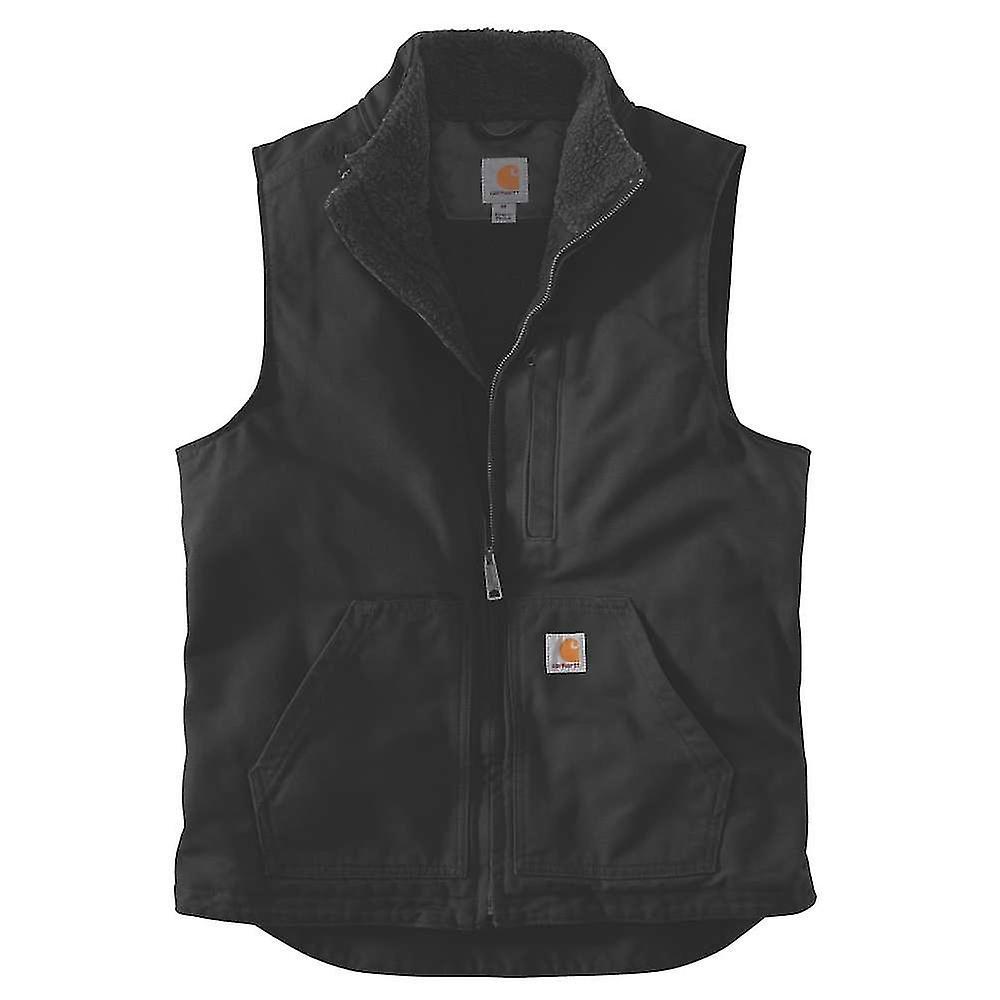 Carhartt Mens Washed Duck Soft Lined Mock Neck Vest Carhartt Brown L - Chest 40-42" (101.5-106.5cm)