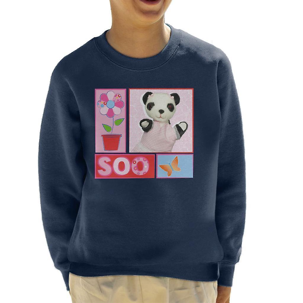 Sooty Soo Retro Floral Kid's Sweatshirt Navy Blue Large (9-11 yrs)