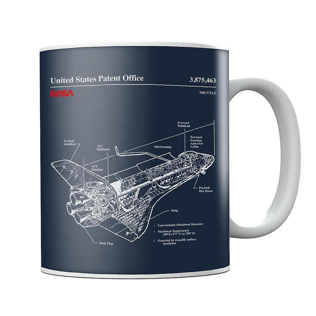 NASA Shuttle Structure Blueprint Mug Navy Blue 10oz