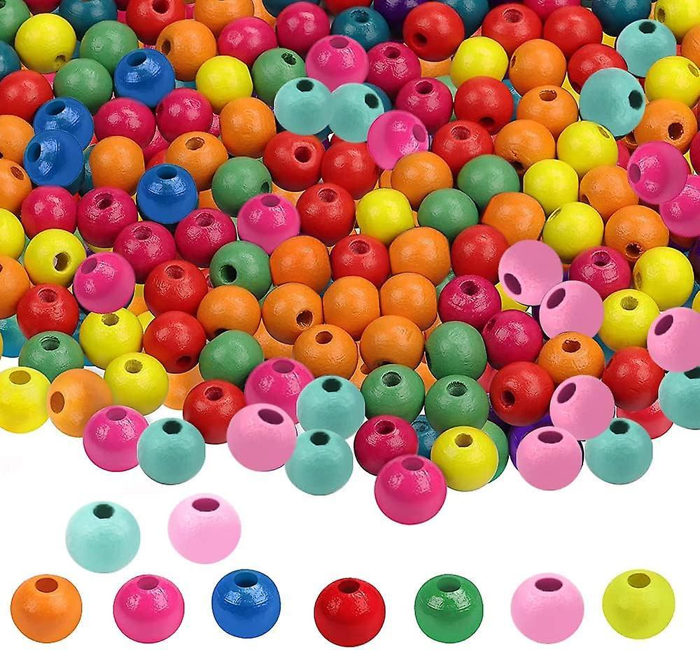 Linxi 1000 Pcs Round Wooden Loose Beads - Colorful Natural Wood Beads