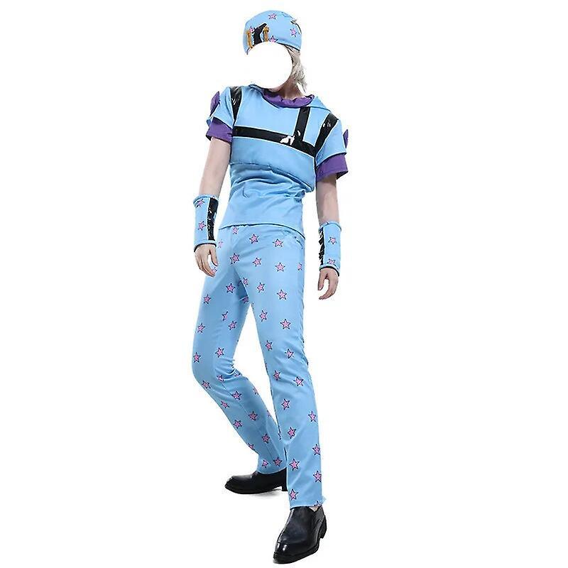 Dlelv Anime Jojo's Bizarre Adventure Steel Ball Run Johnny Joestar Cosplay Costume Anime Uniform Hat Suit Halloween Adult Men Women M