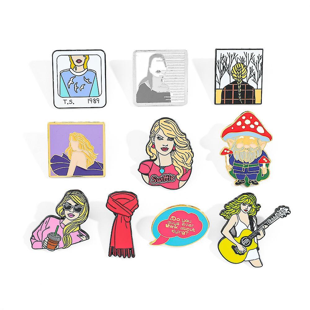 Bestdaily 10pcs Taylor Swift Enamel Brooch Pins Cartoon Lapel Pin Badge Clothes Accessories Diy Crafts Decoration Gifts For Swifties Ts Fans