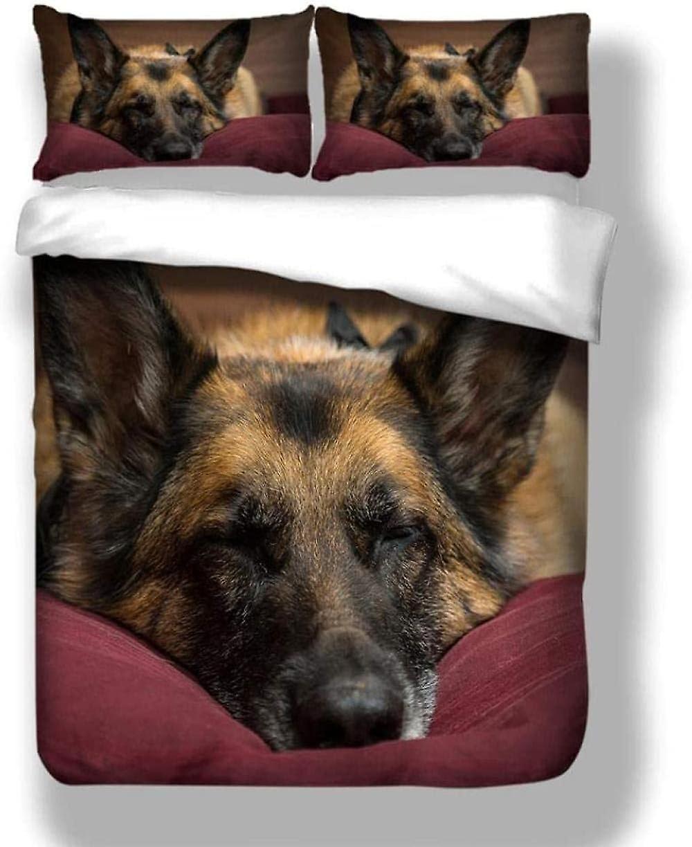 Kerota Bedding Set Duvet Covercm German Shepherd Printed Bedding Set with Zipper Closure Microfiber Duvet Cover and Pillowcases 135*200 CM King220x...