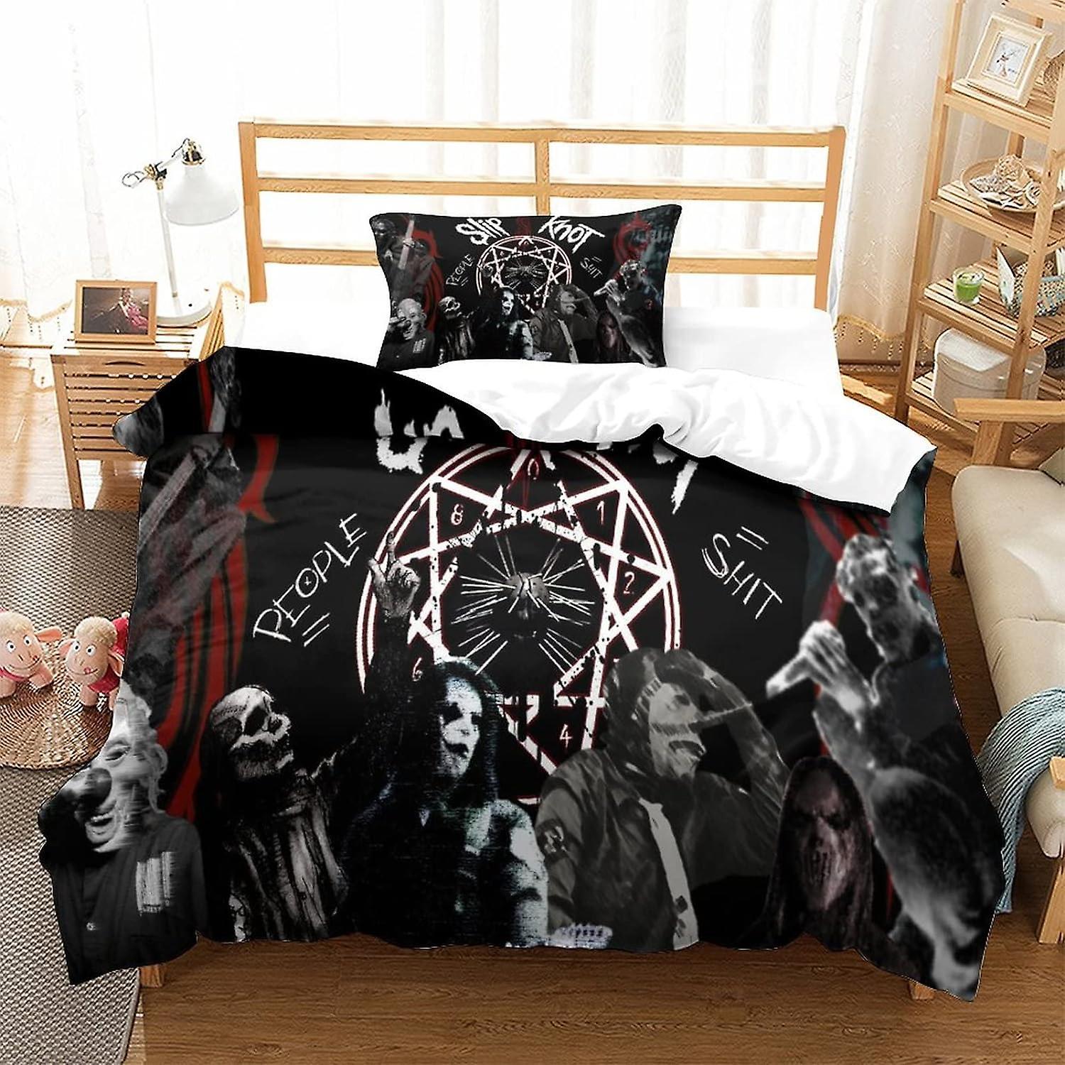 Kerota 3D Digital Slipknot Print Three-Piece Bedding Microfiber Duvet Cover and Pillowcase Cartoon Games Quilt Cover Bedding Set 2 Pcs Set Single13...