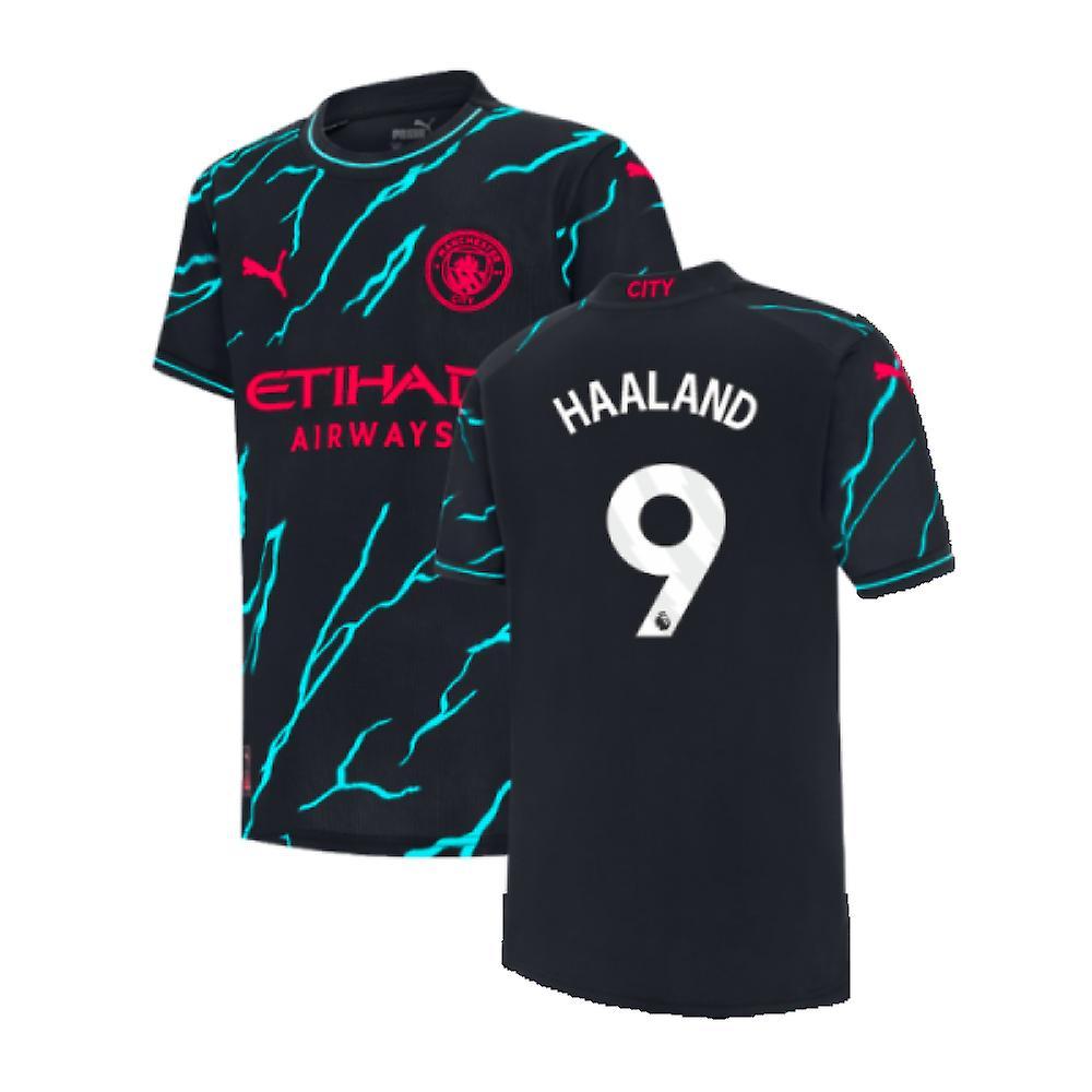 Puma 2023-2024 Man City Third Shirt (Kids) (HAALAND 9) Navy 15/16 Years - 34-36 inch