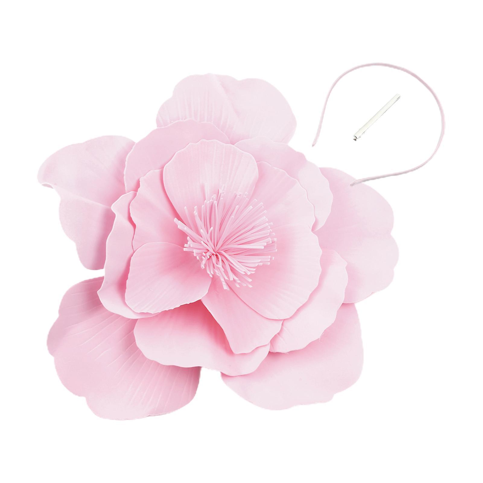 Yirepny Large Flower Decor Hair Band Headband Fascinator Hat Headdress Bridal Makeup Prom Photography Headgear Hair Accessories Pink