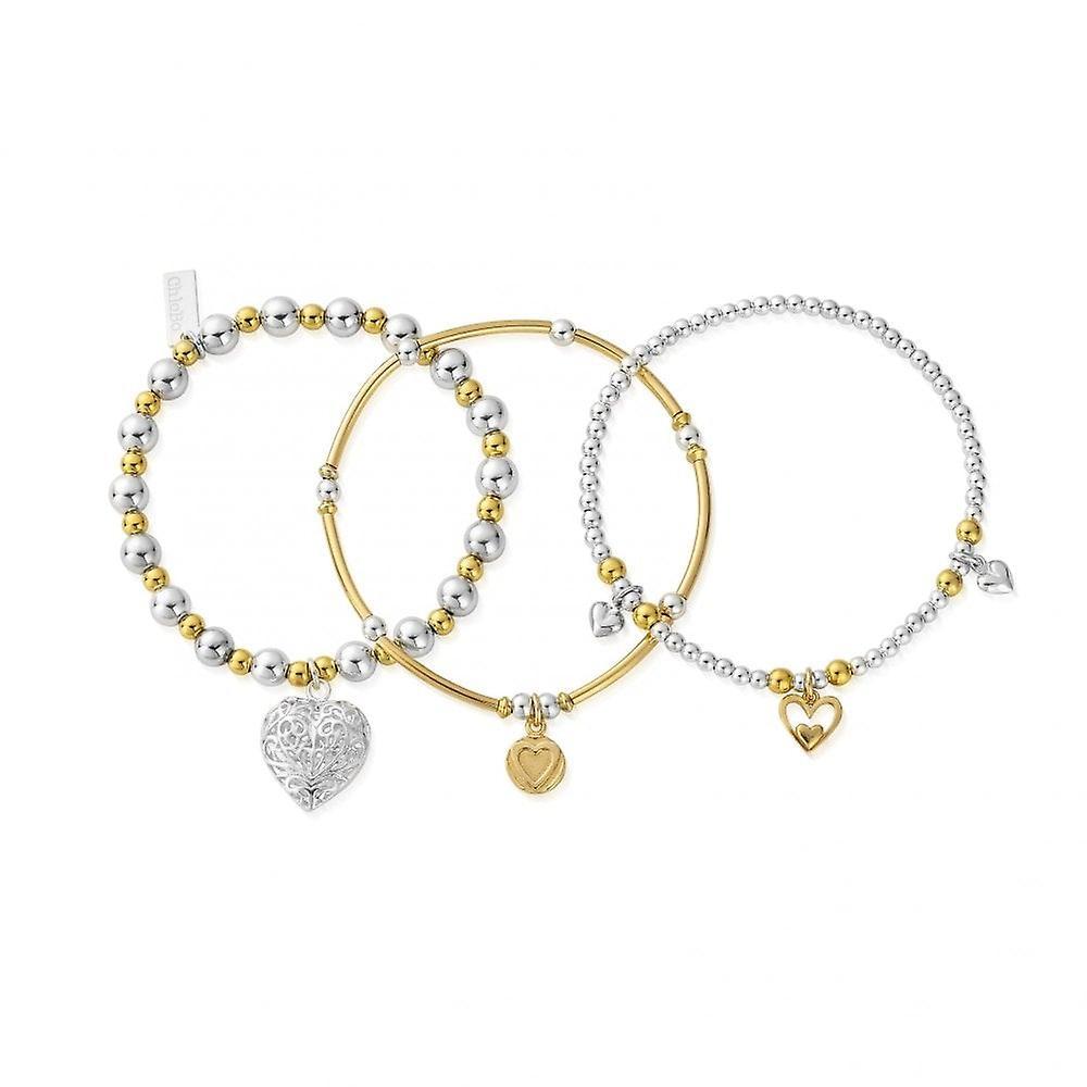 Women's ChloBo Gold And Silver Compassion Set Of 3 Love GMBSTA3LOVE