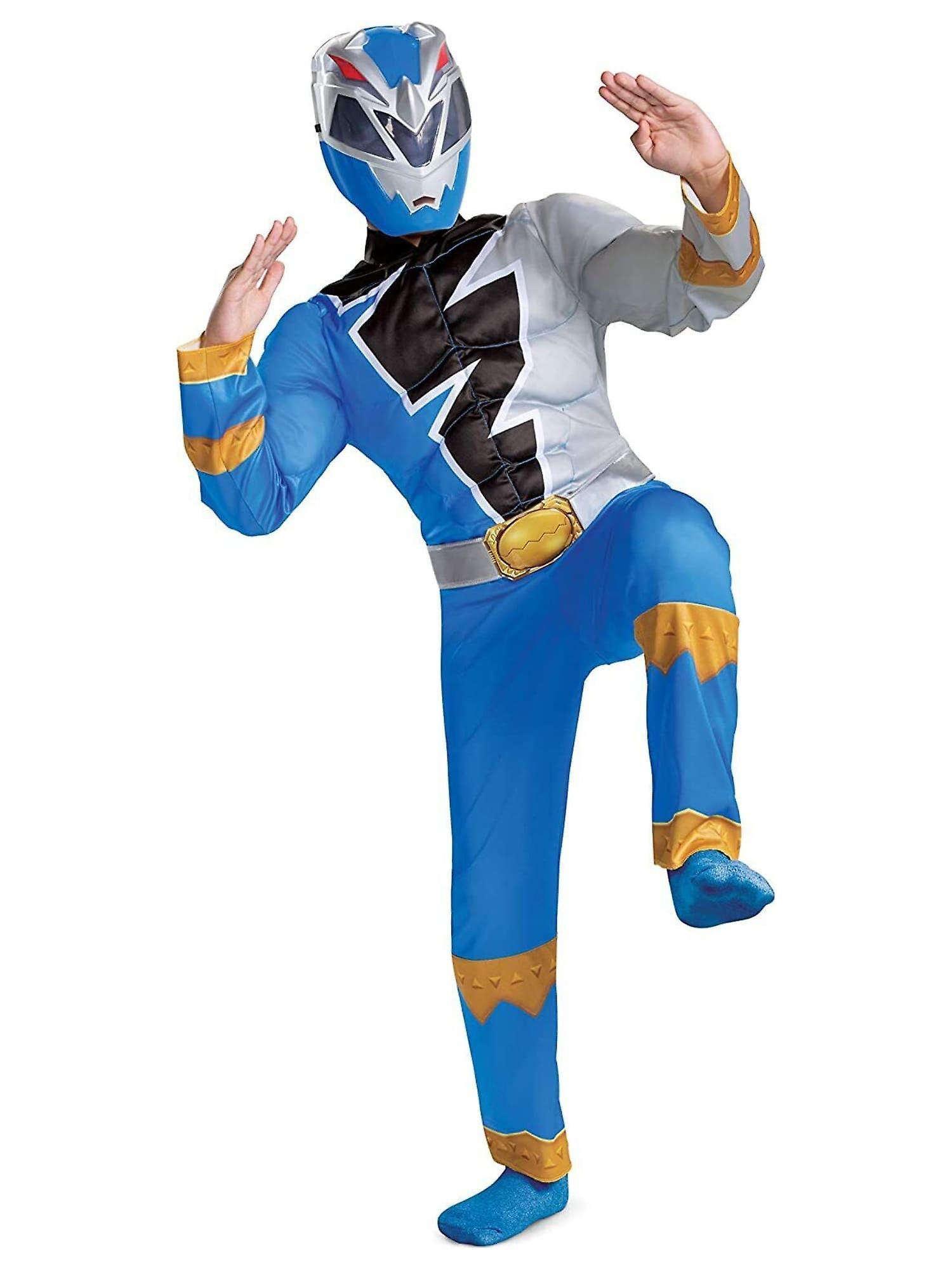 Disguise Blue Ranger Deluxe Muscle Power Rangers Dino Fury Superhero Child Boys Costume Small (4-6)