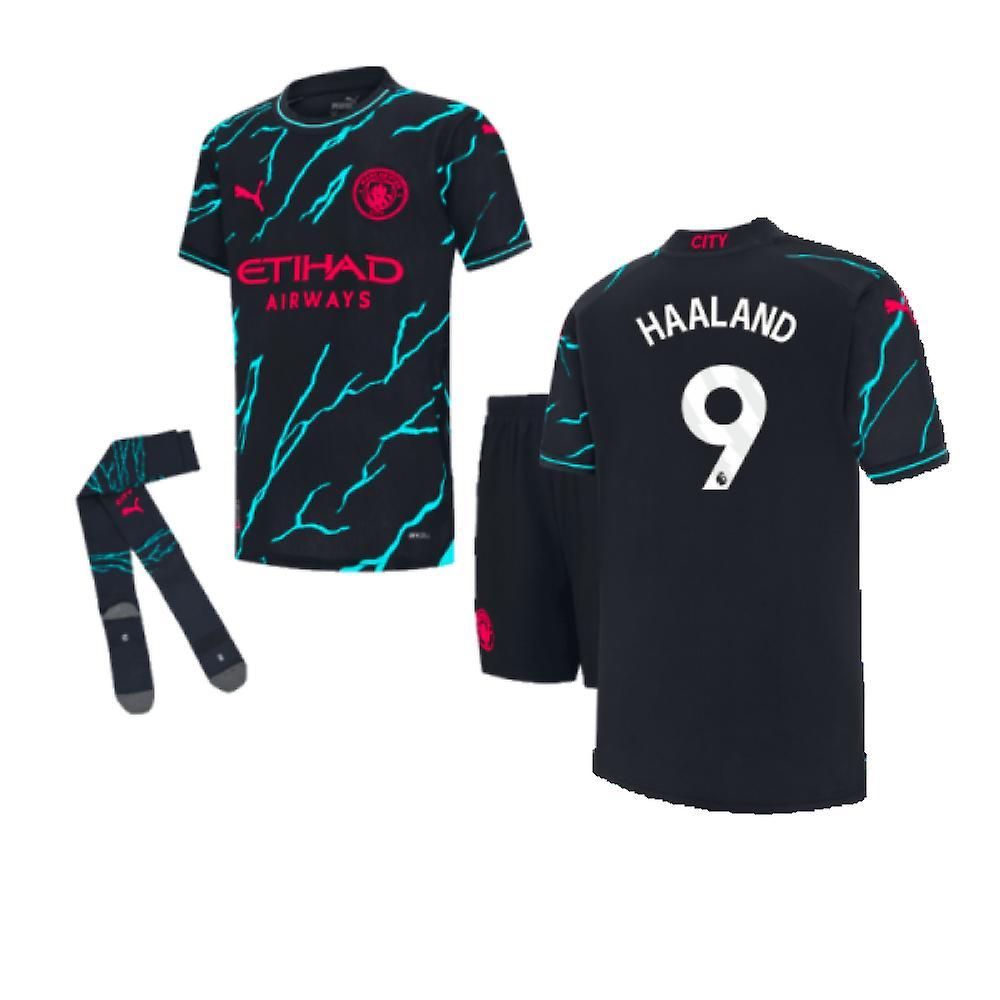 Puma 2023-2024 Man City Third Mini Kit (HAALAND 9) Navy 3-4 Years