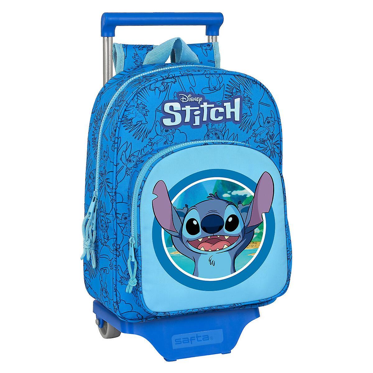 School Rucksack with Wheels Stitch Blue 26 x 34 x 11 cm