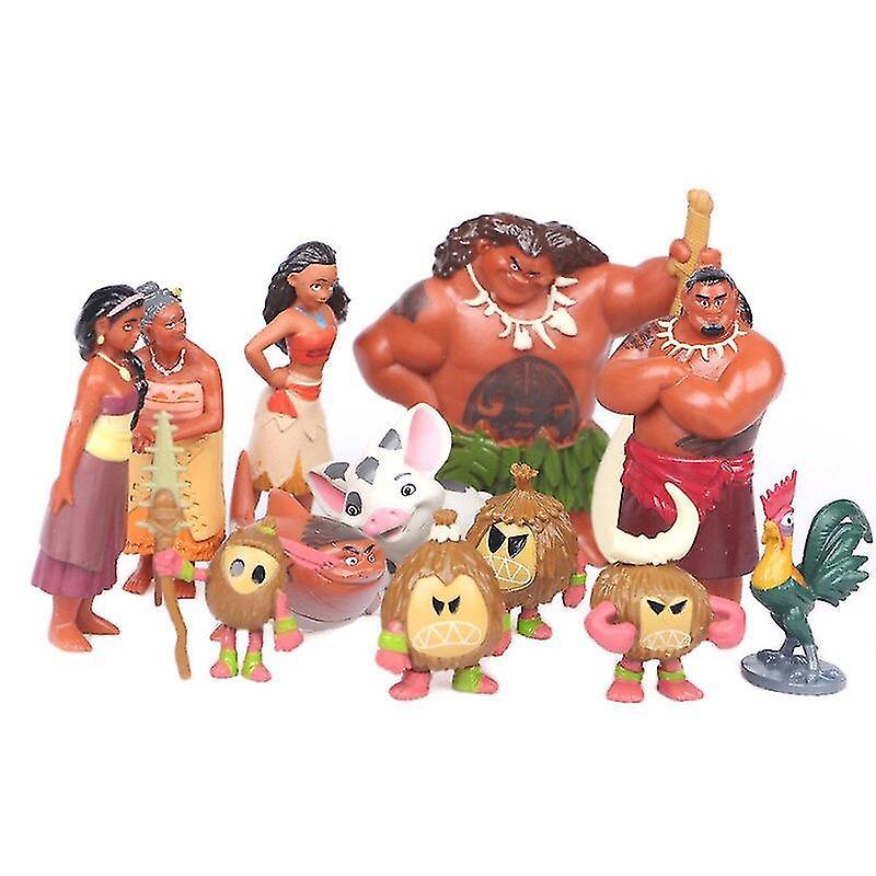 Preferred 12pcs/set Cartoon Moana Princess Legend Vaiana Maui Chief Tui Tala Heihei Pua Action Figure Decor Toys For Kids Birthday Gift