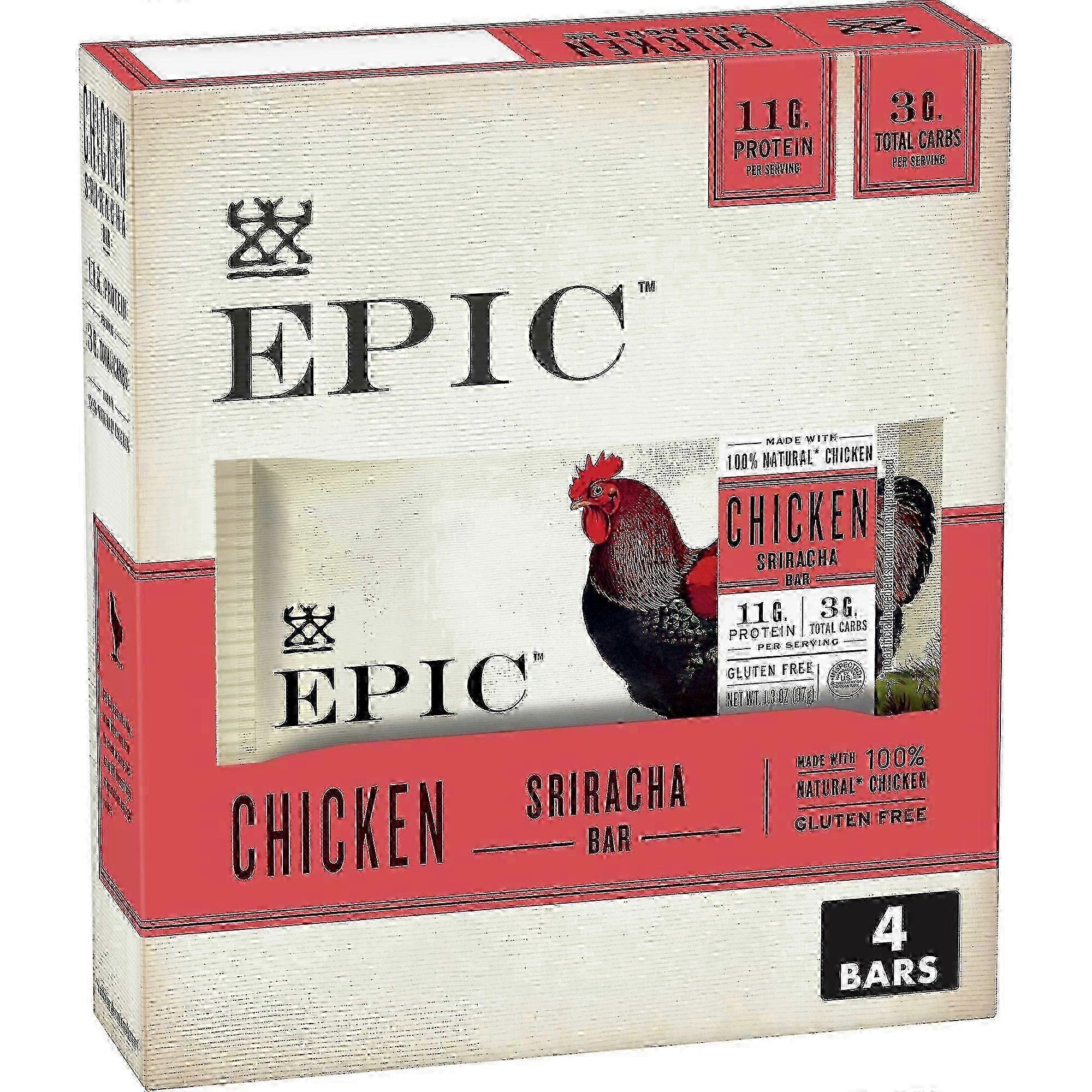 Epic Chicken Gluten Free Bar, Sriracha, 4 Ea