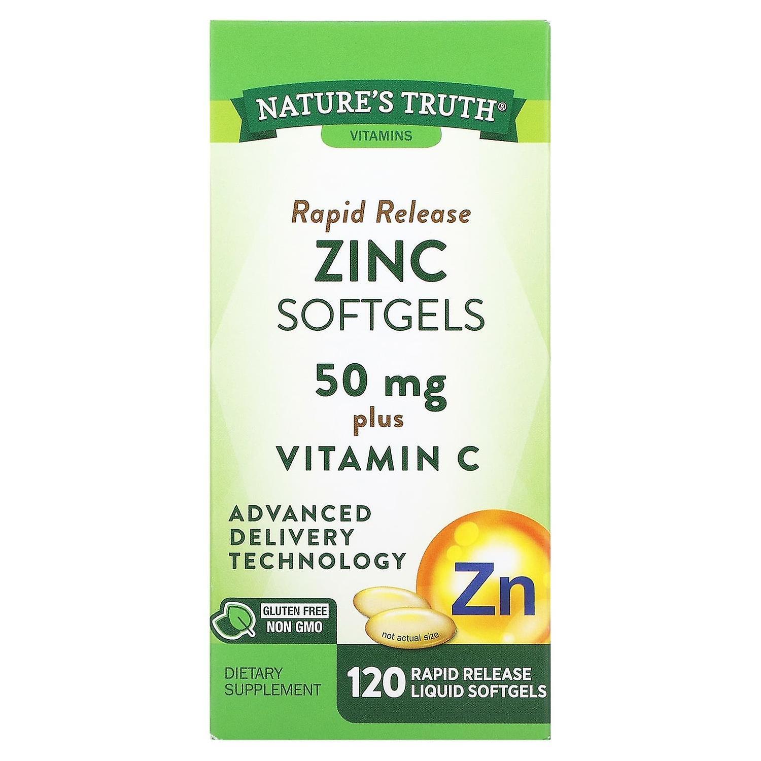 Nature's Truth, Rapid Release Zinc Plus Vitamin C, 50 mg, 120 Rapid Release Liquid Softgels