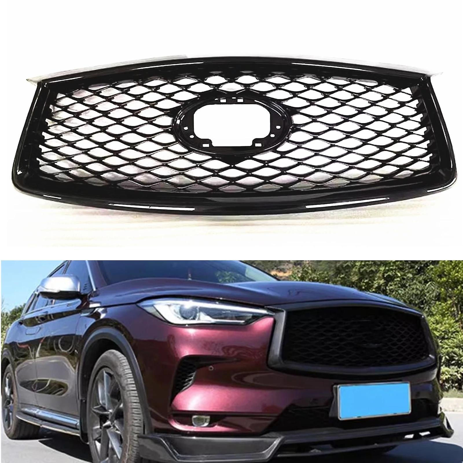 Jimonzi For Infiniti QX50 2019 2020 2021 2022 2023 4-Door Front Grille Grill Honeycomb Style Black Car Upper Bumper Hood Mesh Grid Kit