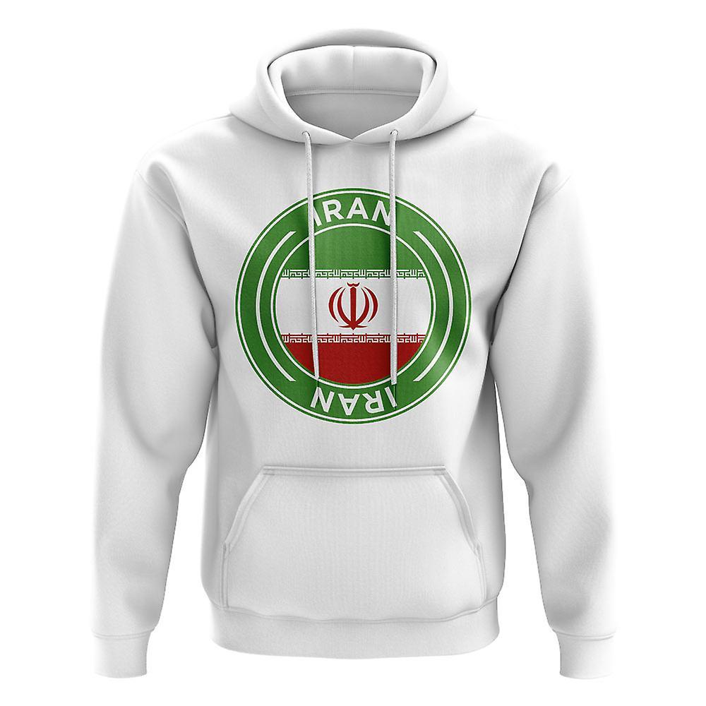 UKSoccerShop Iran Football Badge Hoodie (White) XL (45-48 inch)