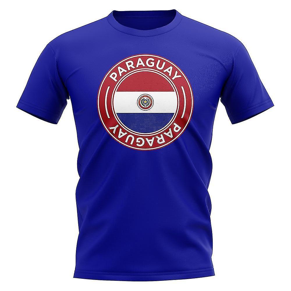 UKSoccerShop Paraguay Football Badge T-Shirt (Royal) Blue XLW