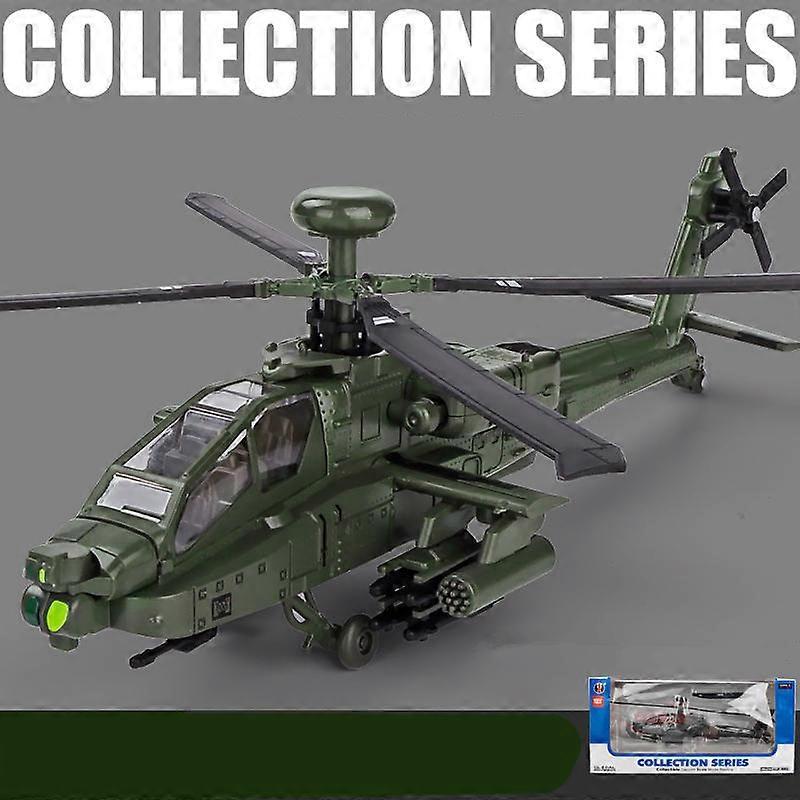 Toy Cars NEW America AH-64 Apache Utility Alloy Helicopter Airplane Model Simulation Metal Flying Model Sound and Light Children Toy Gift With reta...