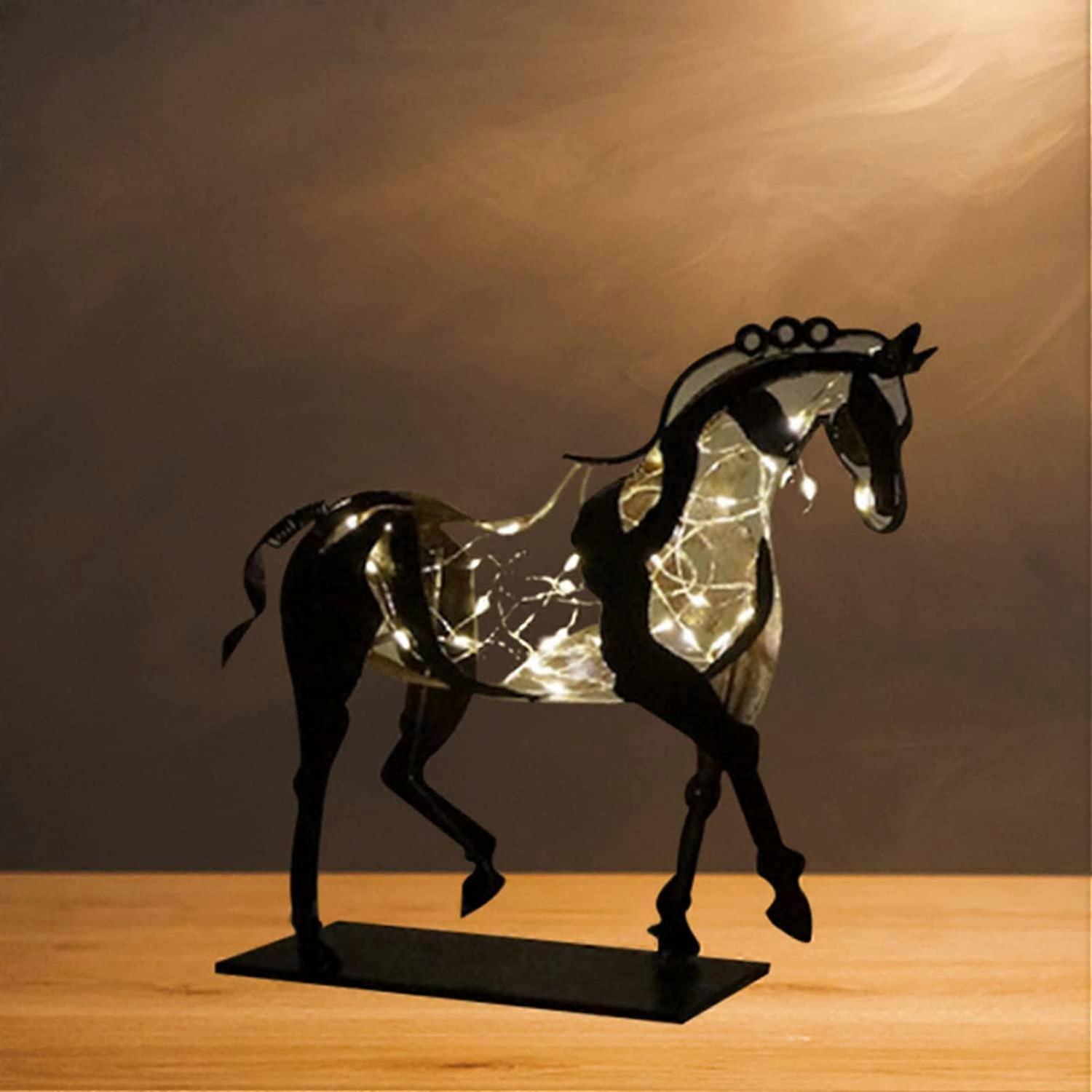 Ersam Metal Horse Statue, Adonis 3D Handmade Openwork Horse Ornament, Modern Horse Craft Statue