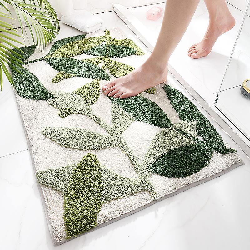 Dmdm Bathroom Mat Anti Slip Thick Soft Quick Dry Green Polyester Machine Washable Absorbent Bath Rug For Shower Green 45 X 65cm / 17.7 X 25.6in