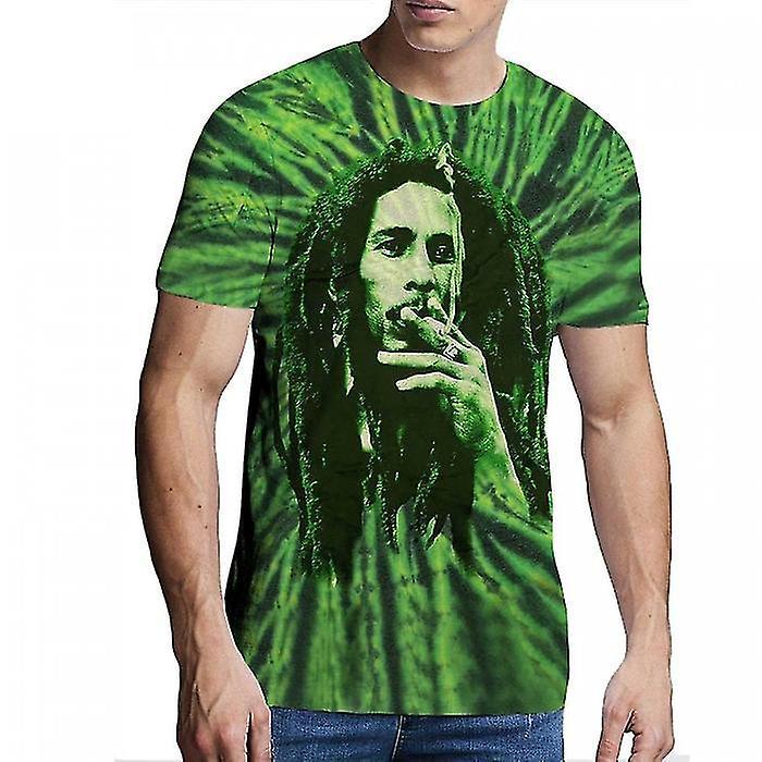 Bob Marley Unisex Adult Smoke Tie Dye T-Shirt Green L