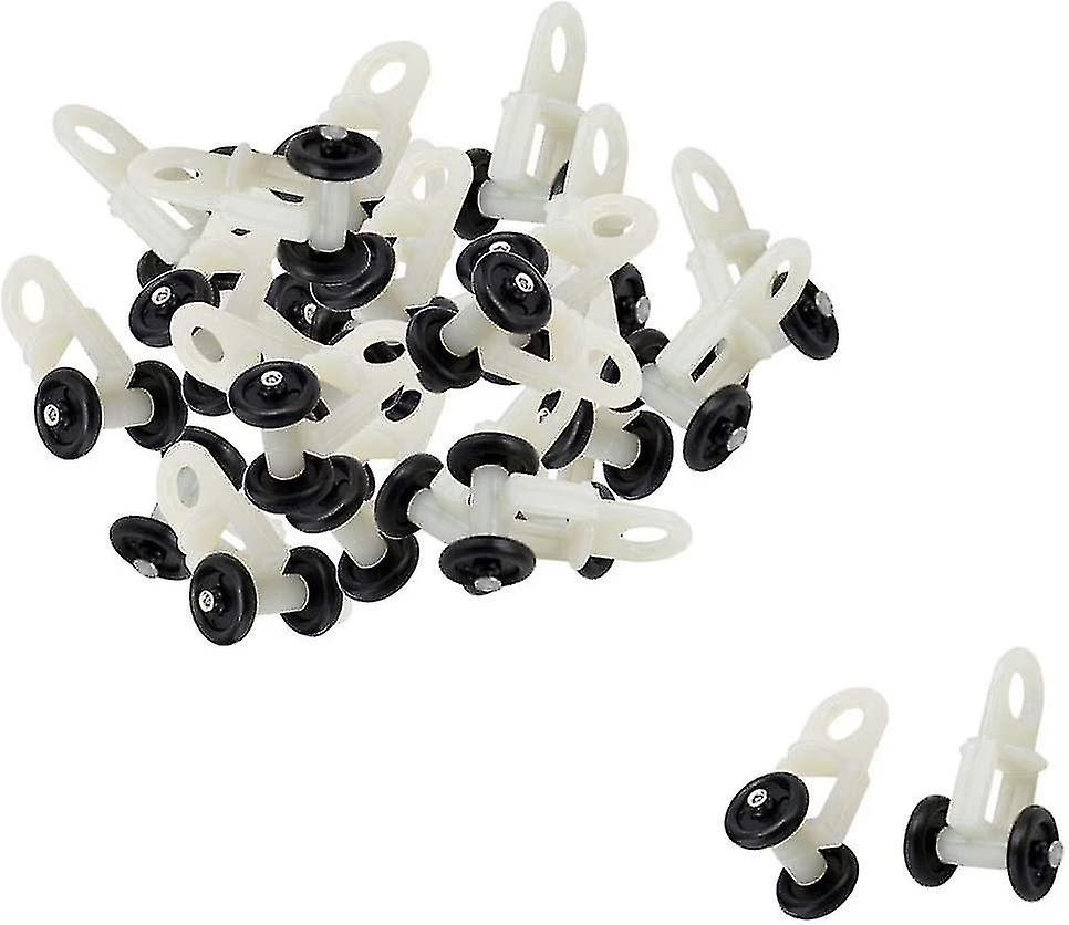 Jnnjv 20pcs Slider Rail Curtain Roller Hook Wheel Curtain Sliding Pulley For Window Voile Plastic Roller Black White