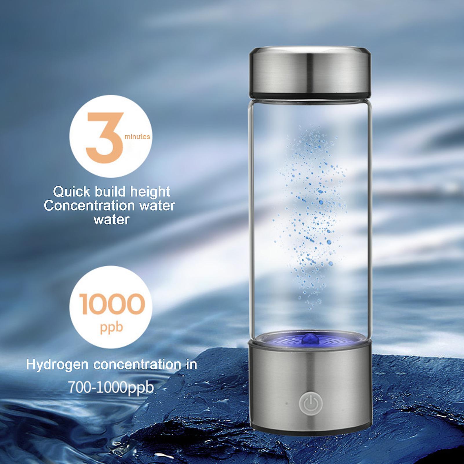 Hislaves 450ML Portable Hydrogen Water Bottle with New PEM And SPE Technology Healthy Water Ionizer Micro-electrolysis Water Cup Silver