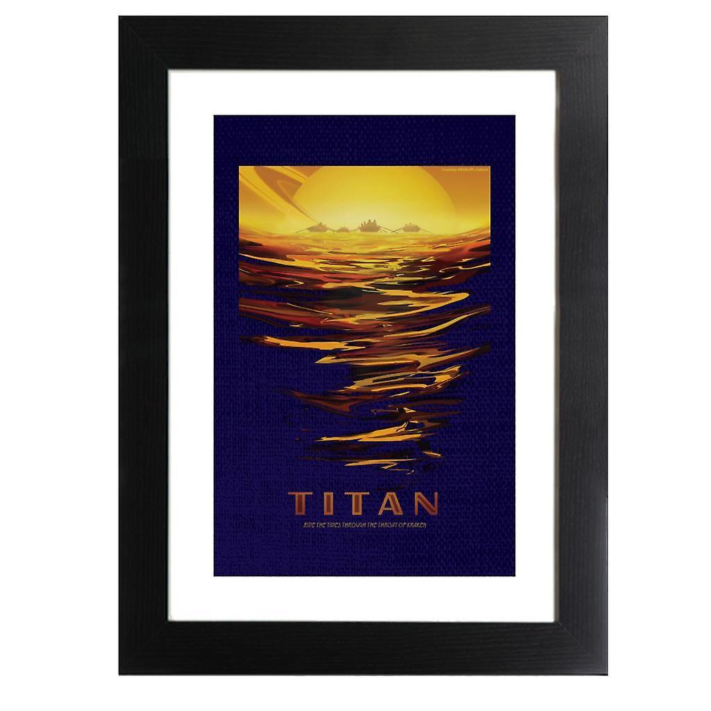 NASA Titan Interplanetary Travel Poster Framed Print Navy Blue 39 x 52 cm