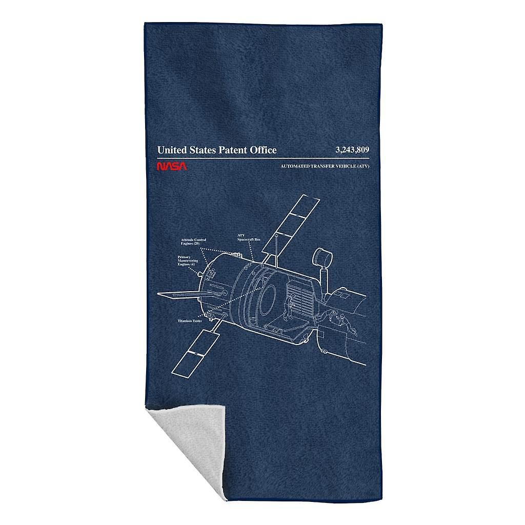 NASA Automated Transfer Vehicle Blueprint Beach Towel Navy Blue 70 x 140cm