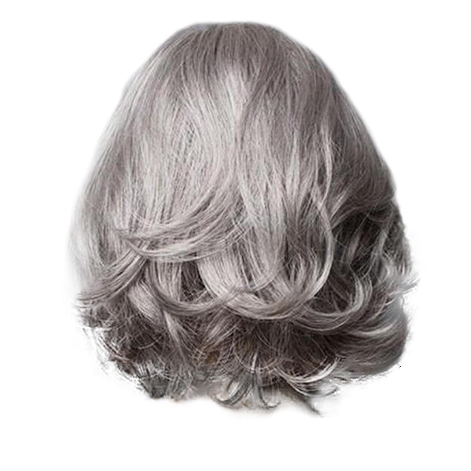 Kankanwo wigs Women'S Fashion Wig Gray Synthetic Hairshort Wigs Hair Wave Wig Multicolor