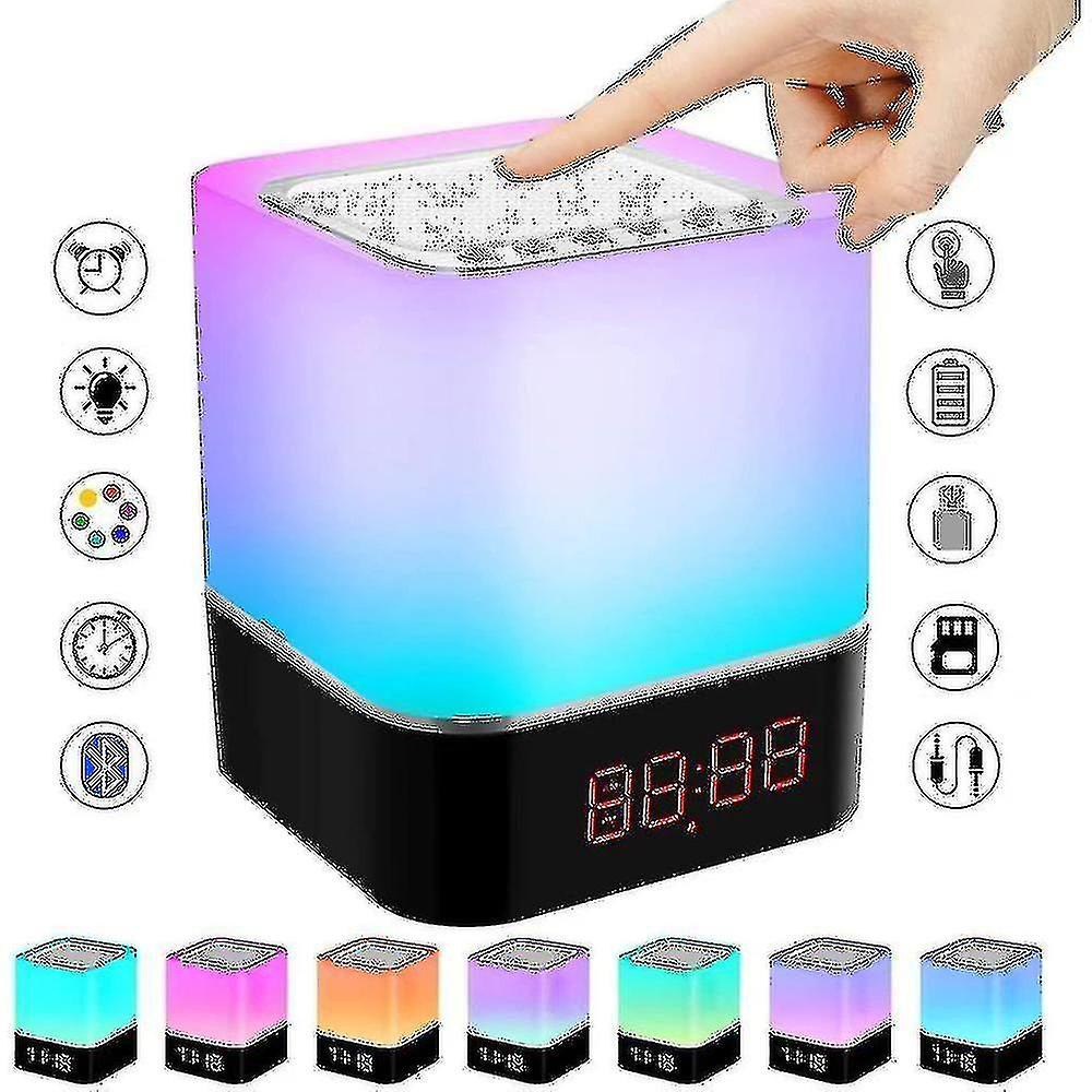 Tianzun Led Touch Night Light Alarm Clock Usb Rechargeable Lamp Portable Wireless Speaker Bedside