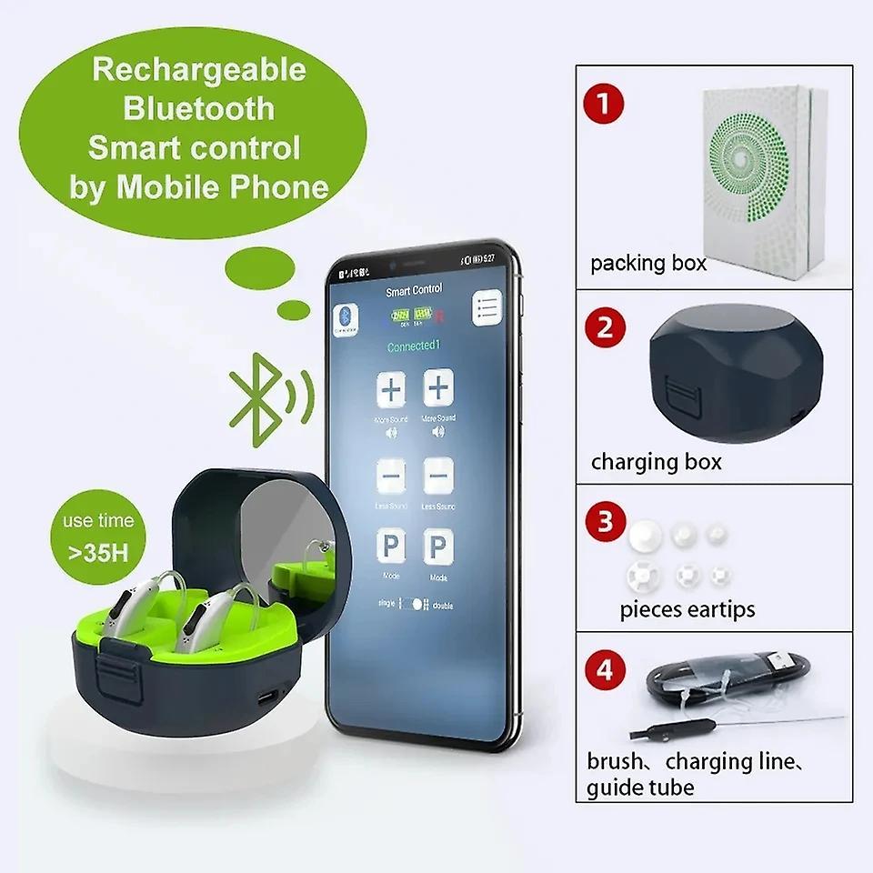 Muggys Bluetooth High-quality Hearing Aid, App Programmable Digital Hearing Aid, Hearing Aid For Hearing Loss And Noise Reduction In Th Bluetooth app