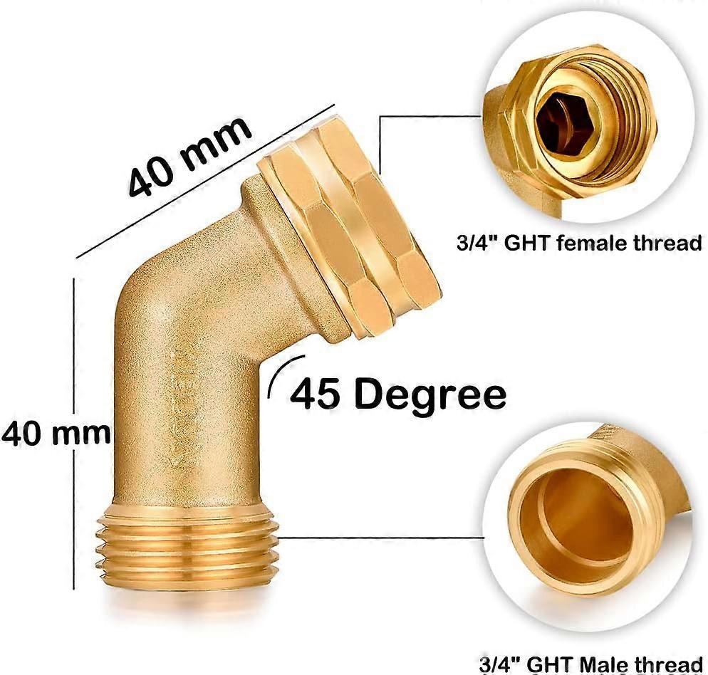 Kinzon Garden Hose Elbow Connector 45 Degree Solid Brass Pipe Fittings Hose Elbow